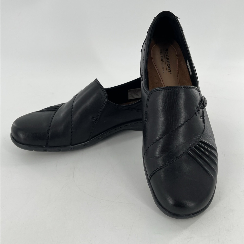 Rockport Cobb Hill Womens Ballet Flat Paulette Slip On Ruched Black Sz 10 W Wide